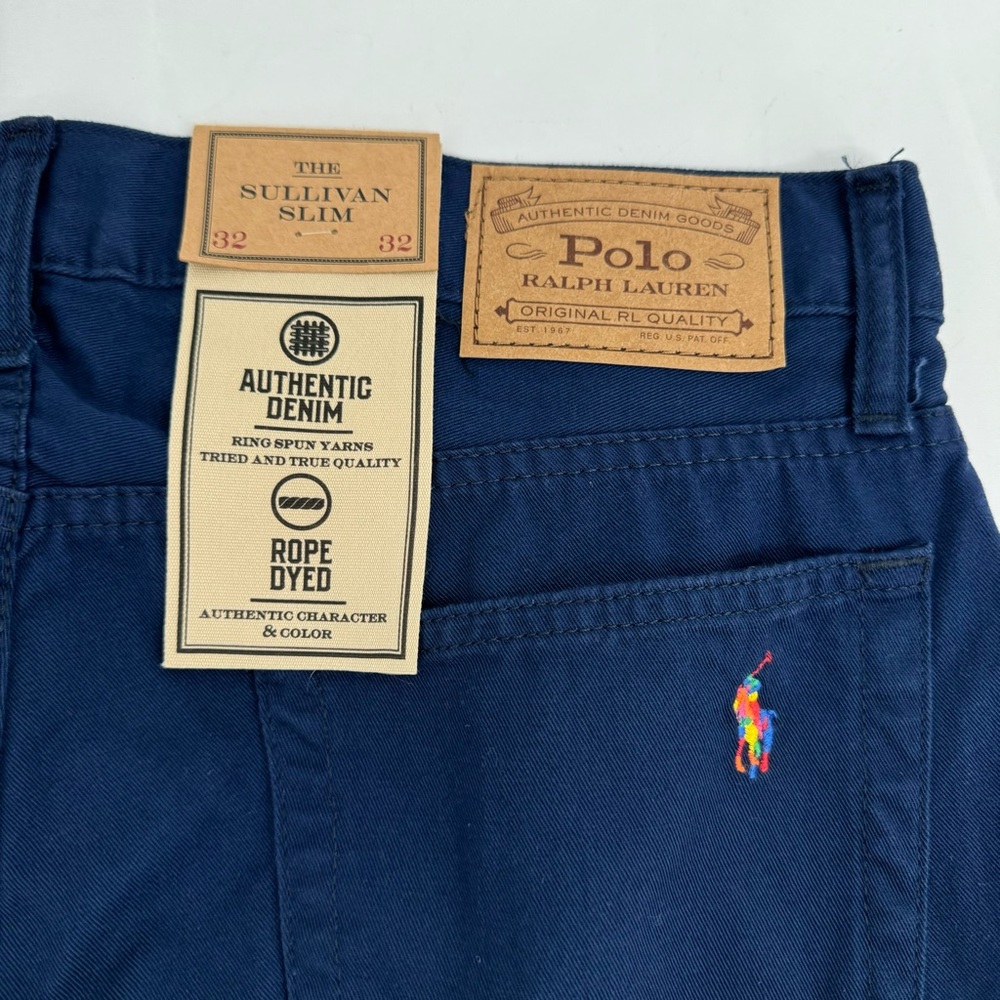 NEW Polo Ralph Lauren Sullivan Slim All Over Multi Pony Pants Blue Mens Sz 32x32 - Picture 16 of 16